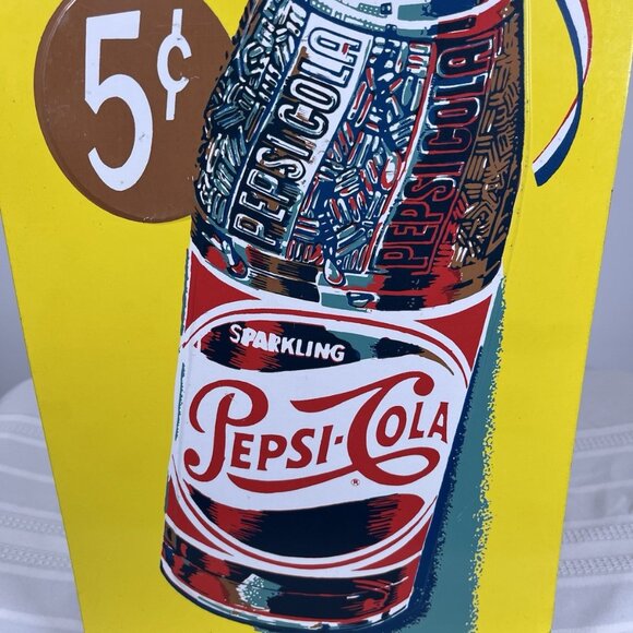 Retro 50s Repro Pepsi-Cola ‘More Bounce to the Ounce’ Metal Tin Sign Advertising - Picture 3 of 13